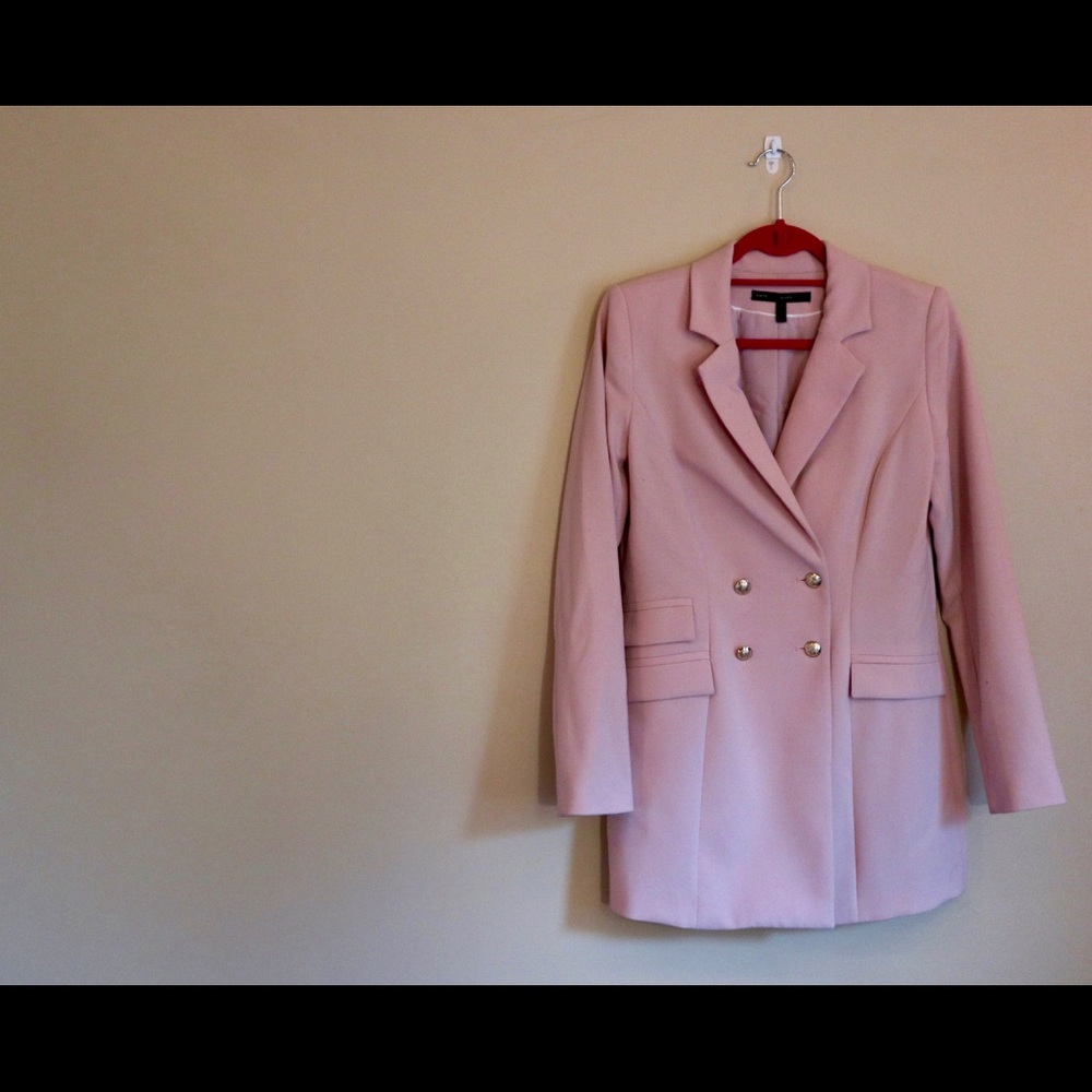 Long Pink Double Breasted Blazer